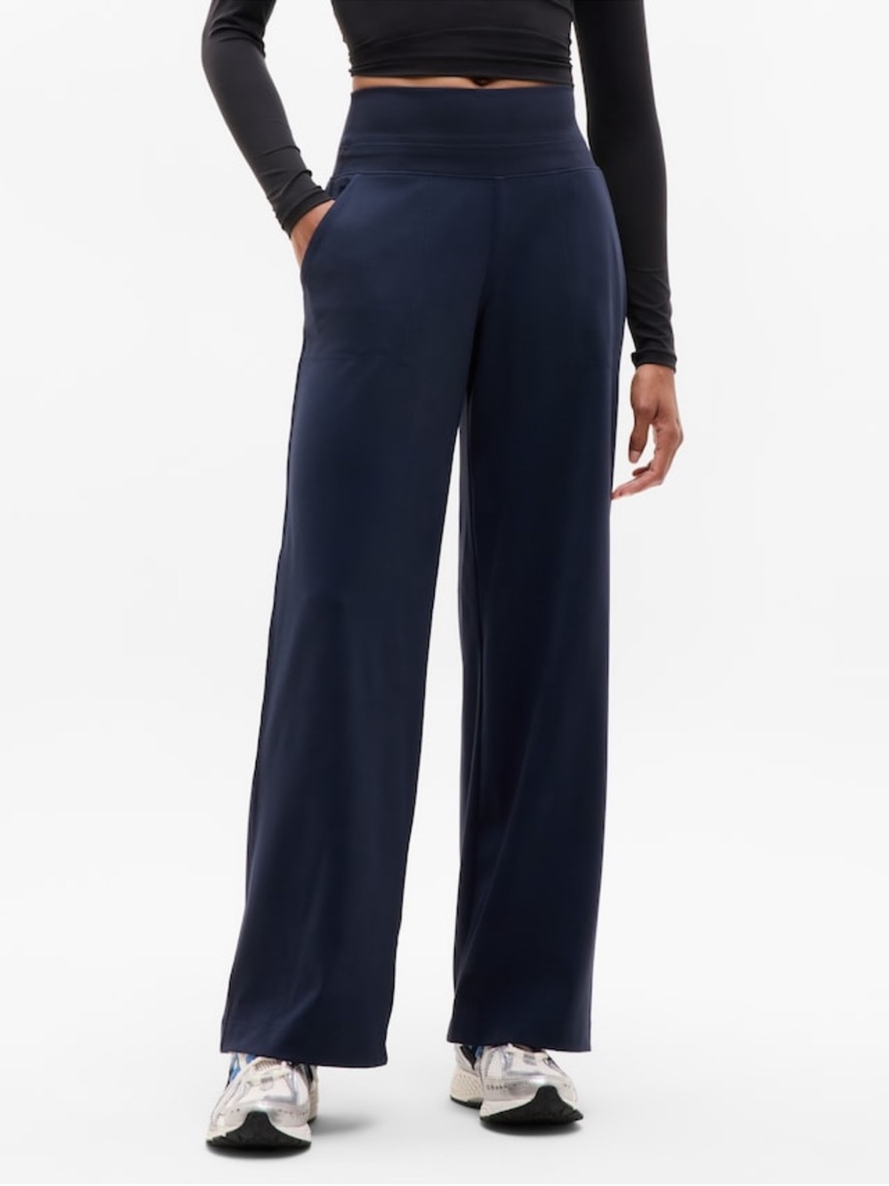 Venice High Rise Wide Leg Pant Petite Small Navy Blue - Picture 2 of 2